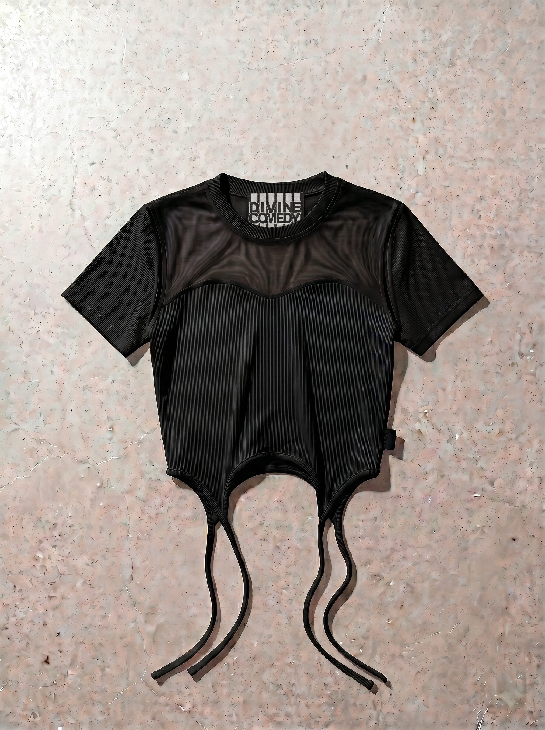 Ribbed mesh contrast crop top