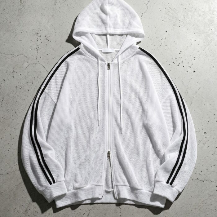 Two-way mesh zip-up hoodie